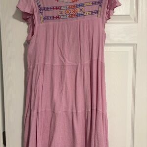 Blu Pepper Boutique Pink Dress with Embroidery